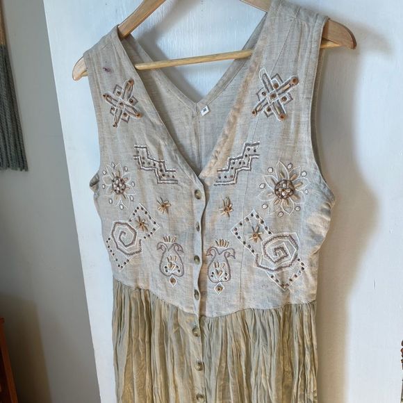 Beaded Beige Dress - Picture 2 of 6